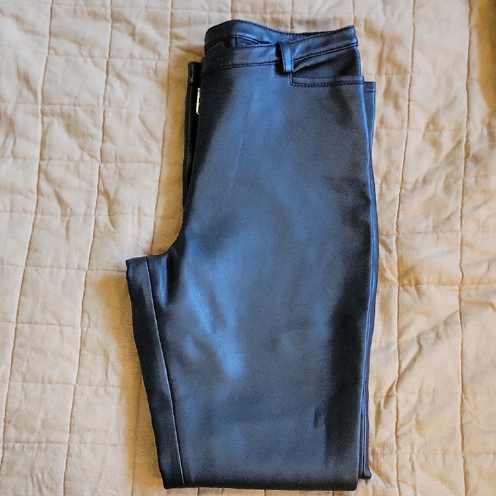 Compagnie Internationale Express Women's Black Faux Leather Boot Cut Pants
